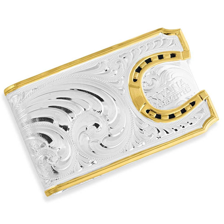 Montana Silversmith Two-Tone Carved Horseshoe Money Clip