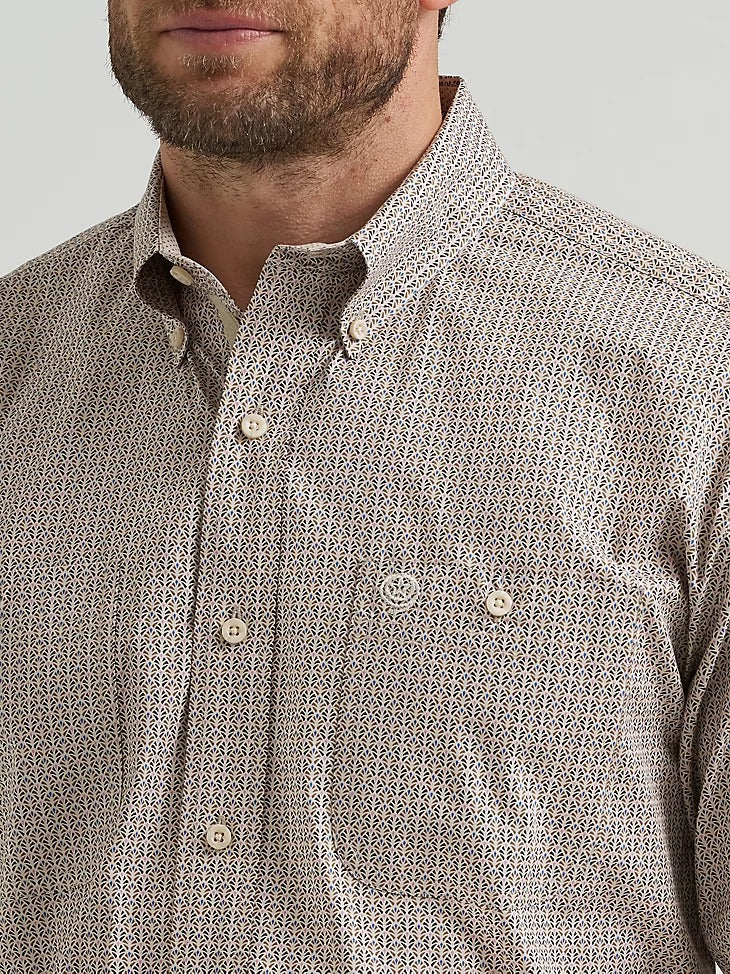 Wrangler Men's George Strait Long Sleeve Button Down Two Pocket Shirt - Nouveau Brown