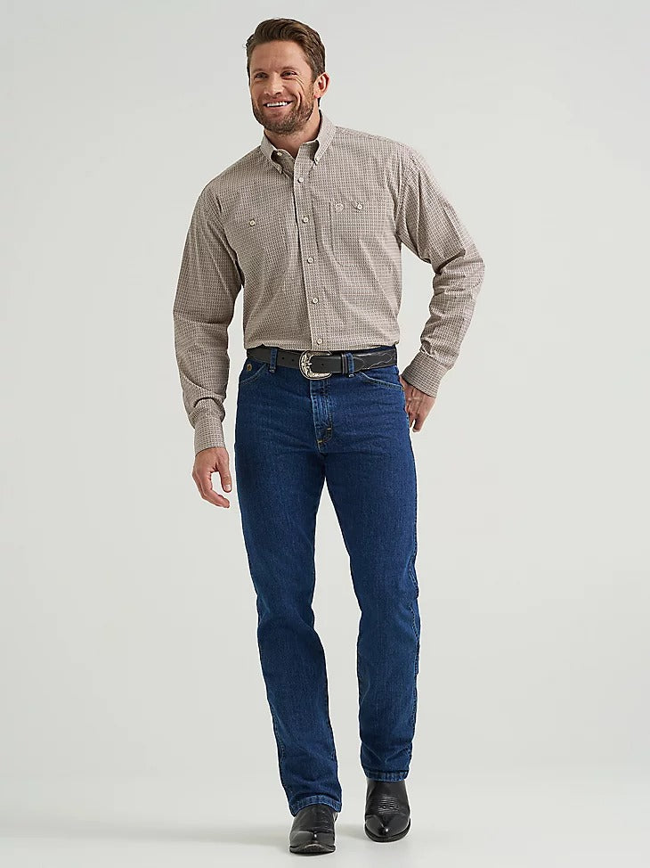 Wrangler Men's George Strait Long Sleeve Button Down Two Pocket Shirt - Nouveau Brown