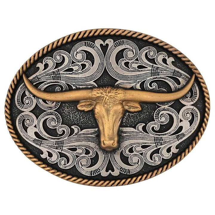 Montana Silversmiths Two-Tone Longhorn Attitude Buckle