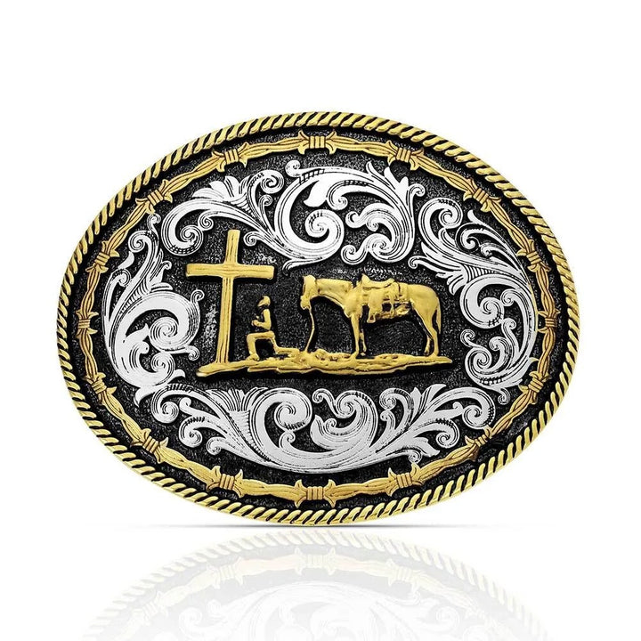 Montana Silversmiths Two tone Rope & Barbed Wire Classic Impressions Christian Cowboy Attitude Buckle