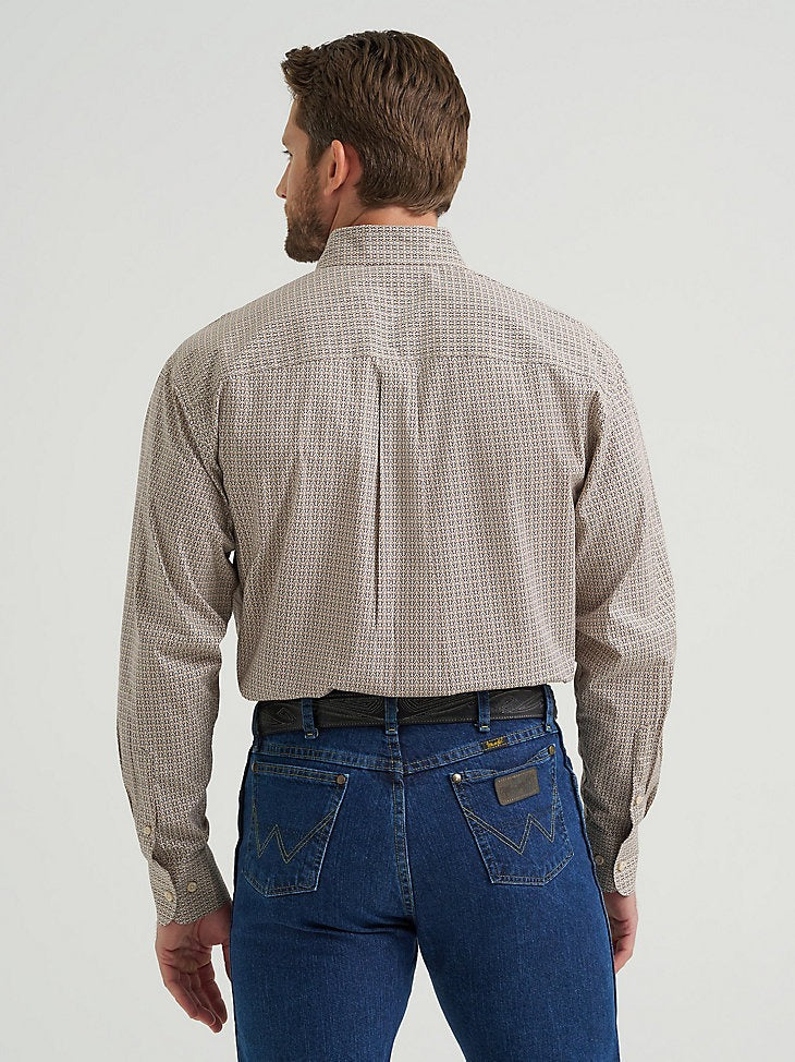 Wrangler Men's George Strait Long Sleeve Button Down Two Pocket Shirt - Nouveau Brown