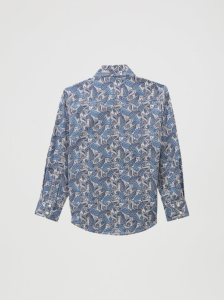 Wrangler Boy's Wrangler 20X Western Snap Print Shirt - Wavy Paisley