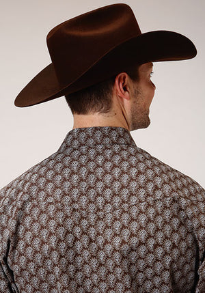 Roper Men's Long Sleeve Chocolate/Cream Snap Shirt