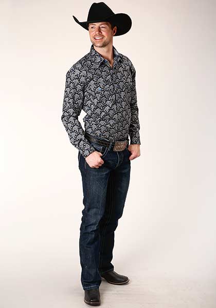 Roper Men's Long Sleeve Starry Night Paisley Snap Shirt