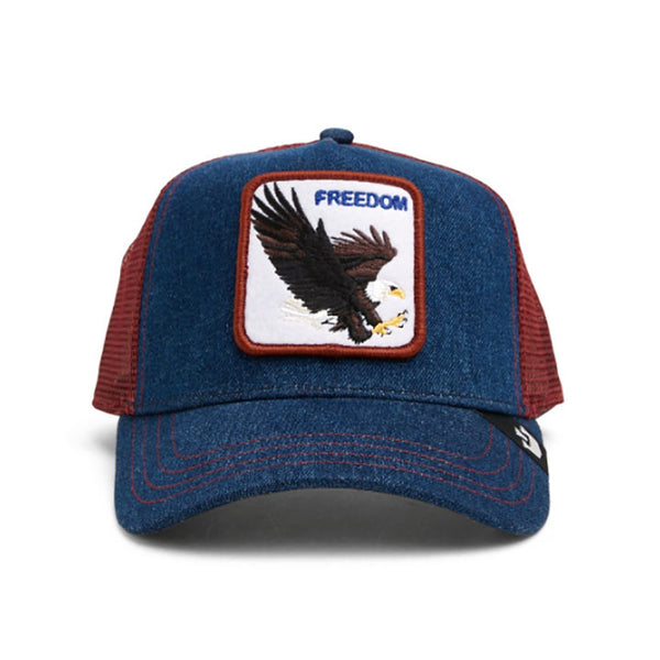 Goorin Bros The Farm Beige/Navy Killer Bald Eagle Trucker Hat