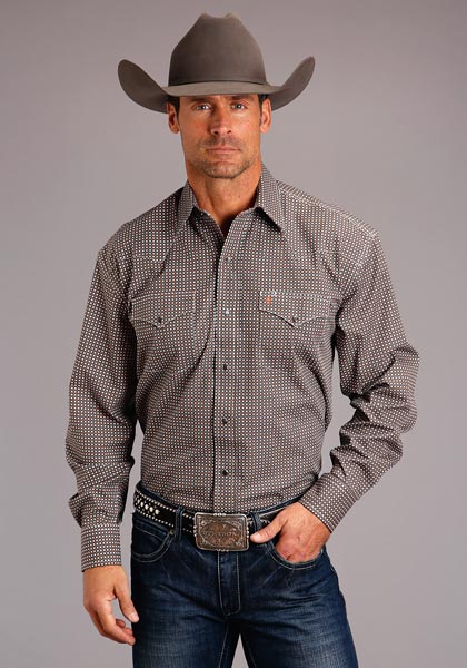 Stetson Men's Dash & Dot Geo Long Sleeve Snap Shirt