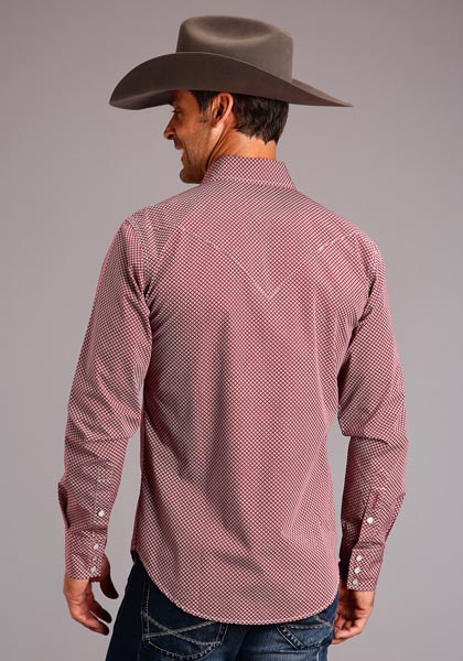 Stetson Men's Red Diamond Neat Long Sleeve Snap Shirt