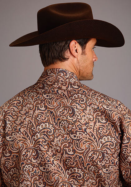 Stetson Men's Brown Paisley Long Sleeve Snap Shirt