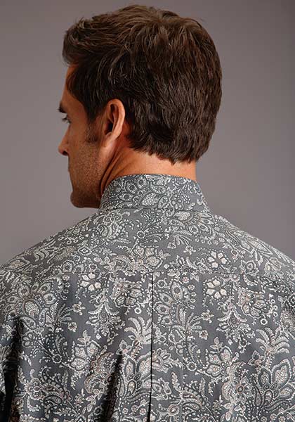 Stetson Men's Silver Paisley Long Sleeve Button Shirt