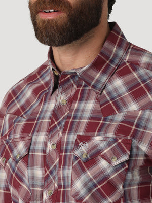 Wrangler Men's Retro Sawtooth Western Snap Shirt Bourgogne