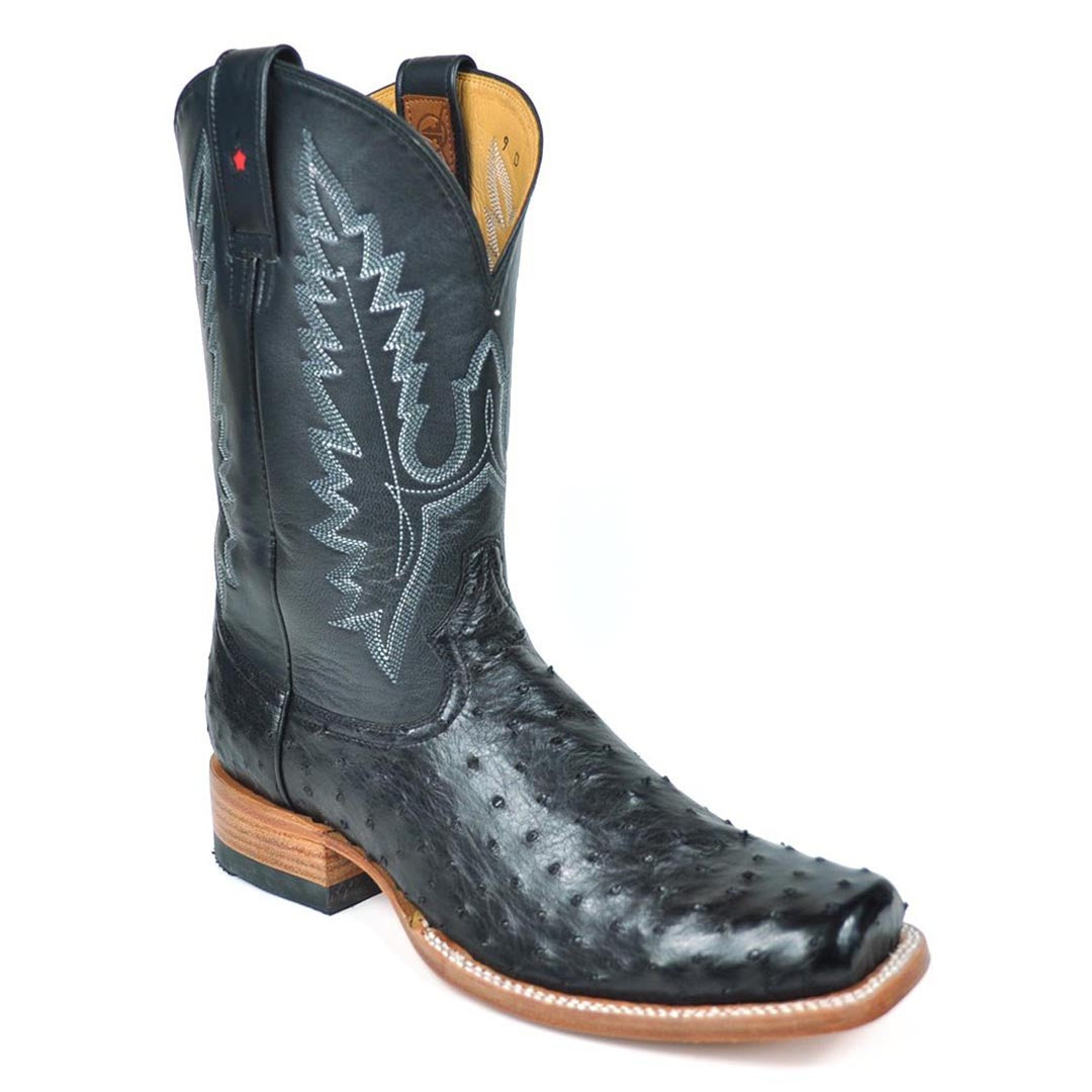 Mens black hot sale ostrich boots