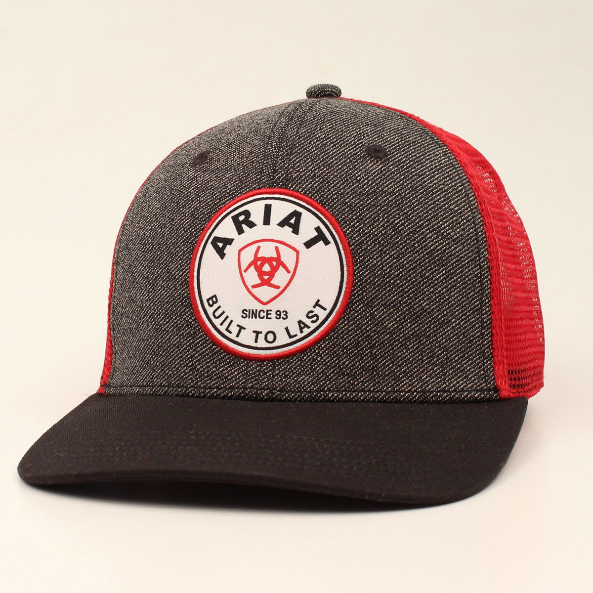 Ariat Logo Grey Red Mesh Snap Back Cap