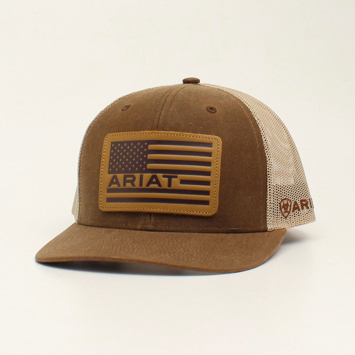 Ariat Leather USA Flag Patch Brown Cap
