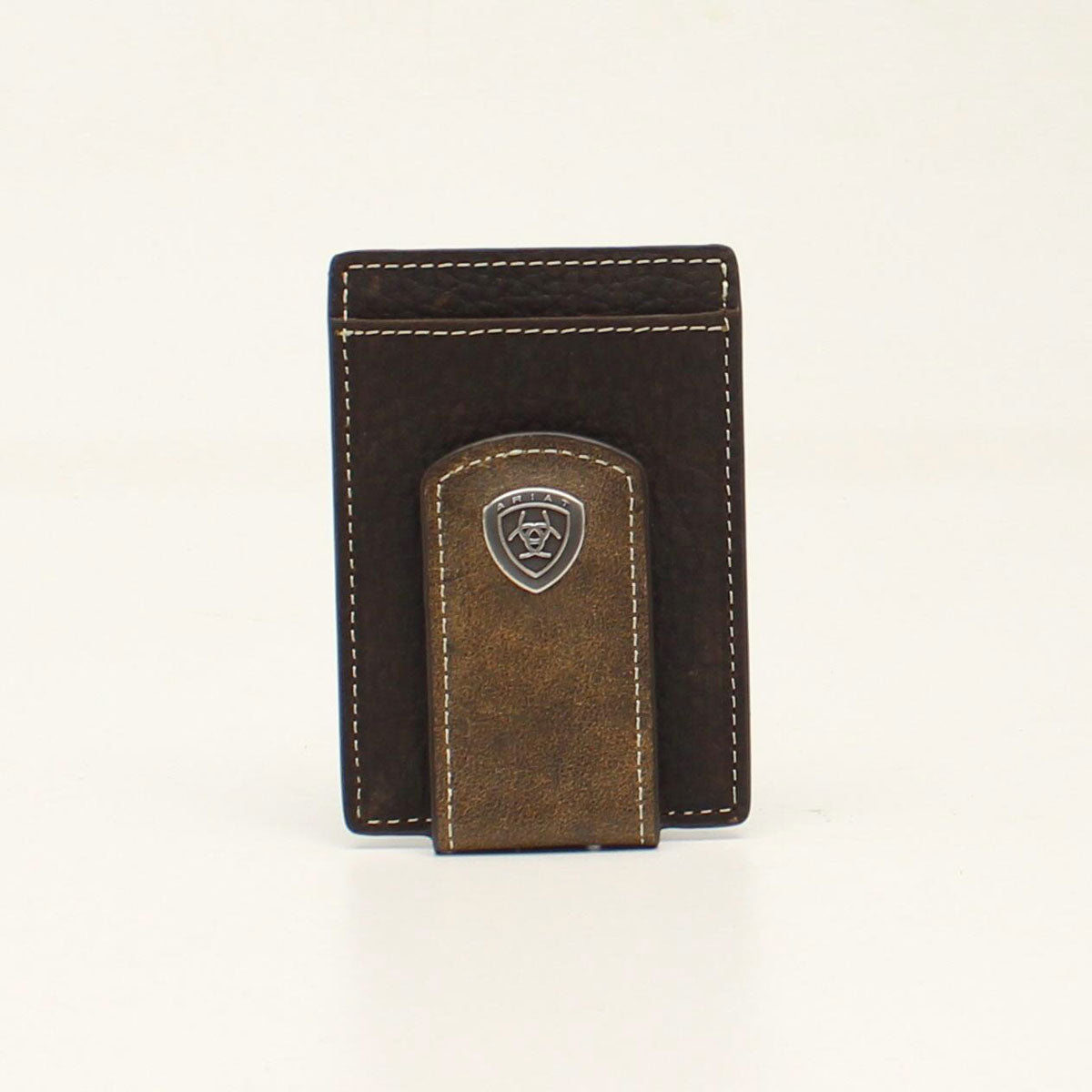 Ariat Concho Magentic Money Clip Brown Leather Wallet
