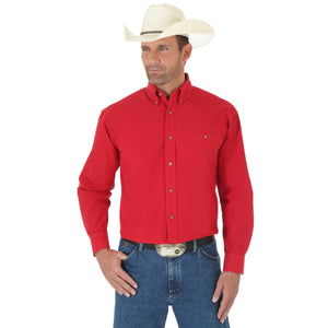Wrangler Men's George Strait Long Sleeve Shirt Red