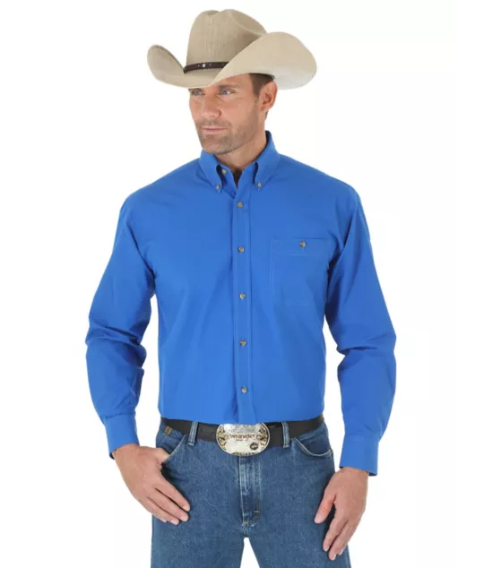 Wrangler Men's George Strait Long Sleeve Shirt Blue