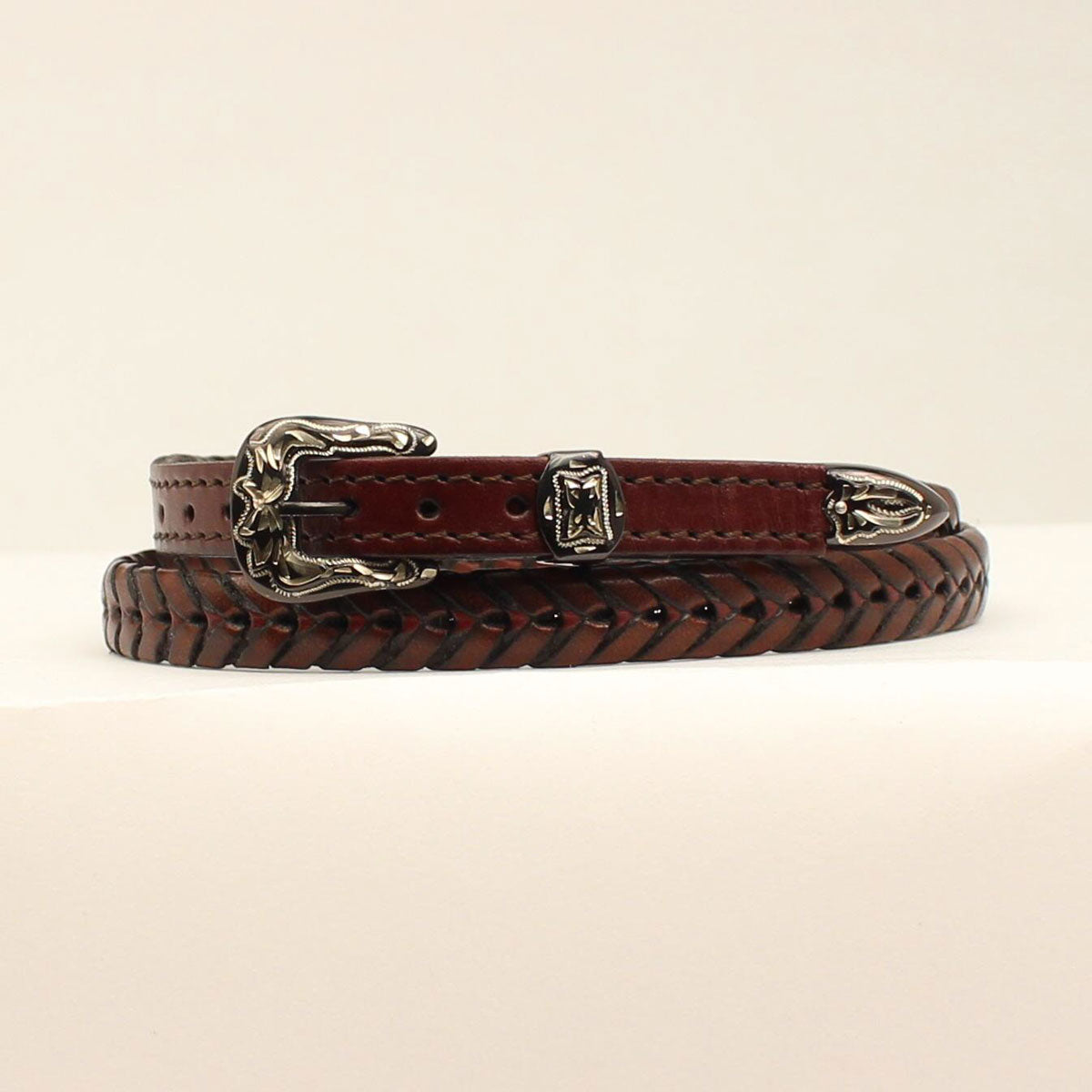Twister Laced Brown Hatband with 3 Piece Buckle Set