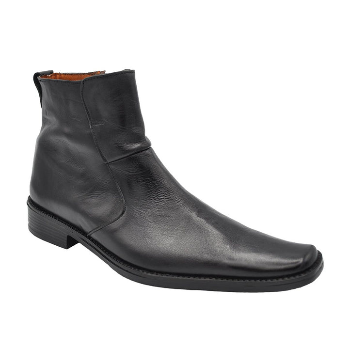 Victor Men's Black Leather Dress Half Boots