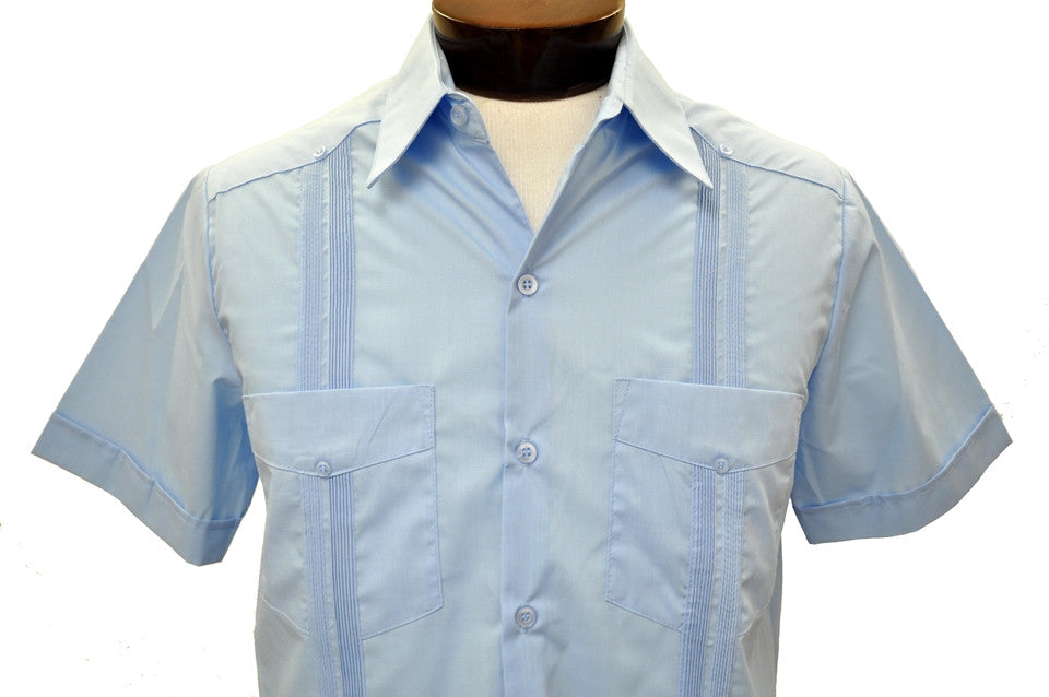 D'Accord Men's Guayabera Shirt Light Blue