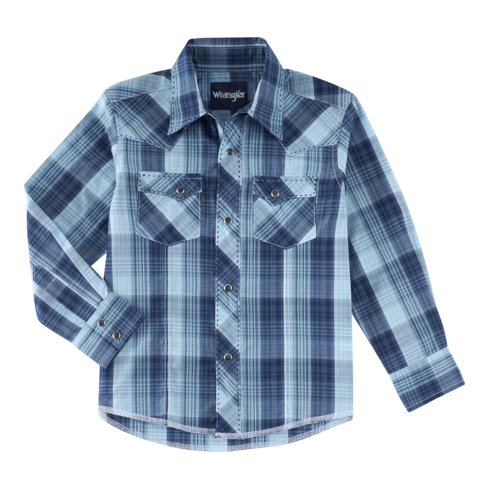 Wrangler Boy's Western Fashion Snap Blue Shirt