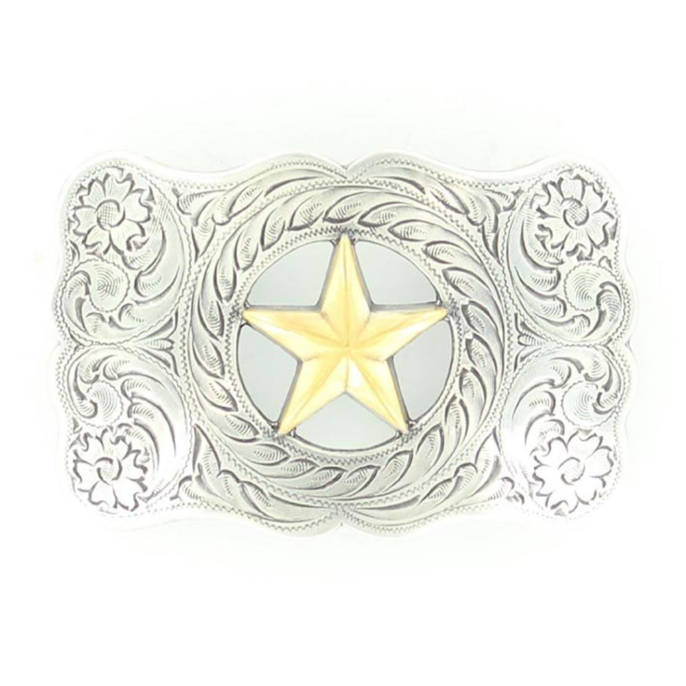 Nocona Silver/Gold Star Belt Buckle