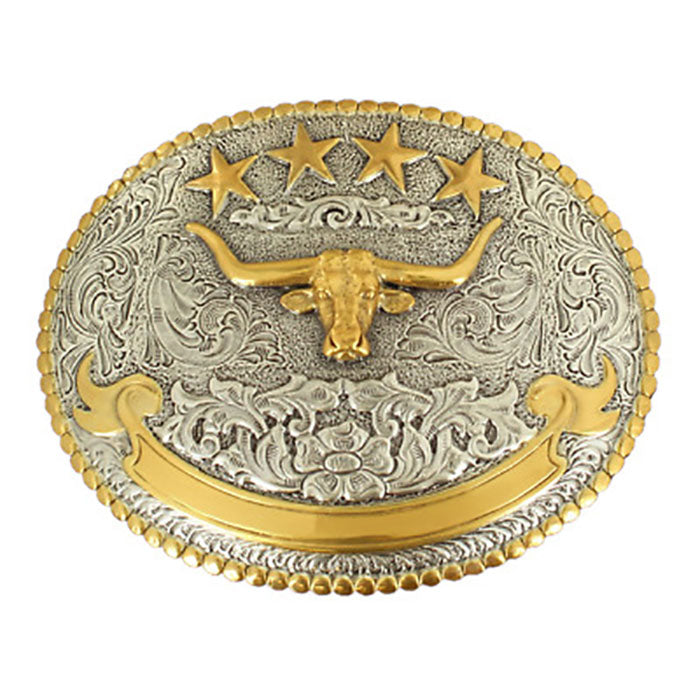 Nocona Oval Silver/Gold Longhorn Belt Buckle