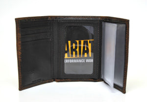 Ariat Work Performance Logo Dark Brown Trifold Leather Wallet