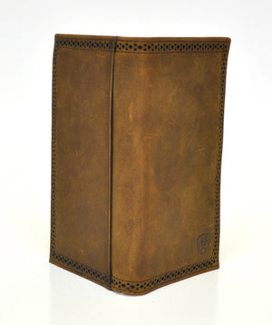 Ariat Perforated Edge Shield Med. Brown Rodeo Wallet