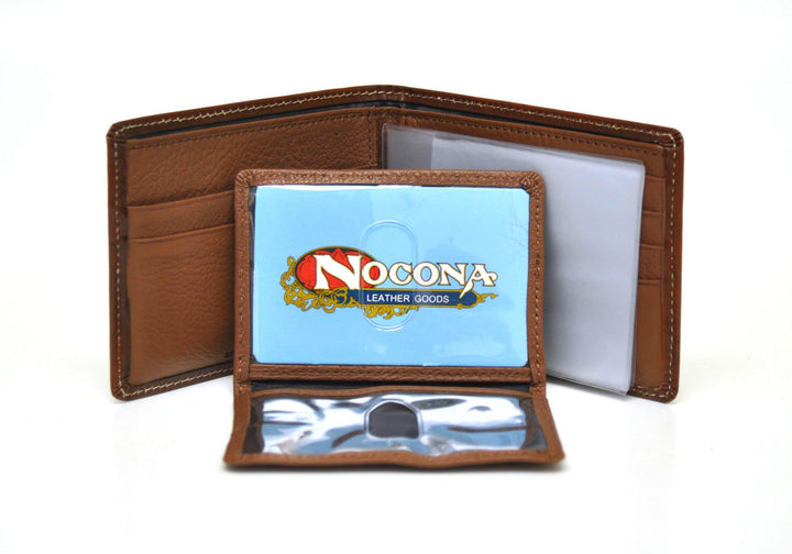 Nocona Tooled Brown Leather Bifold Wallet