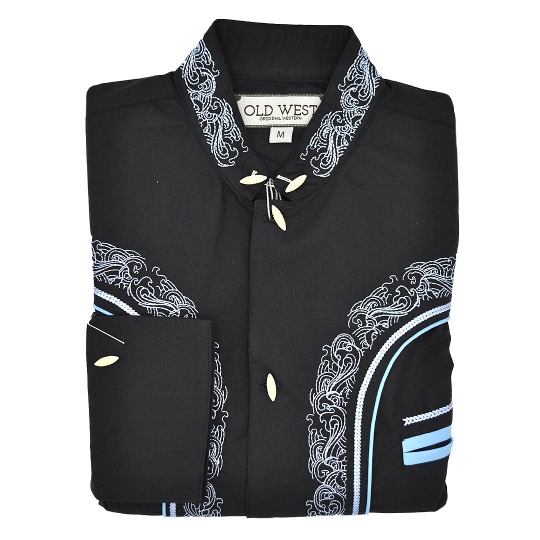 Men's Charra 311 Vintage Embroidered Black Shirt