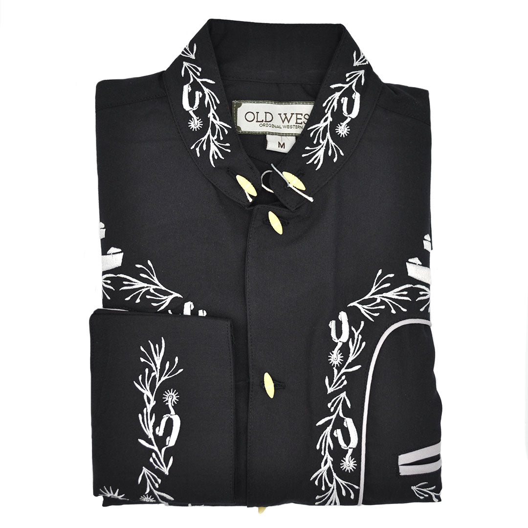 Men's Charra 312 Vintage Embroidered Black Shirt