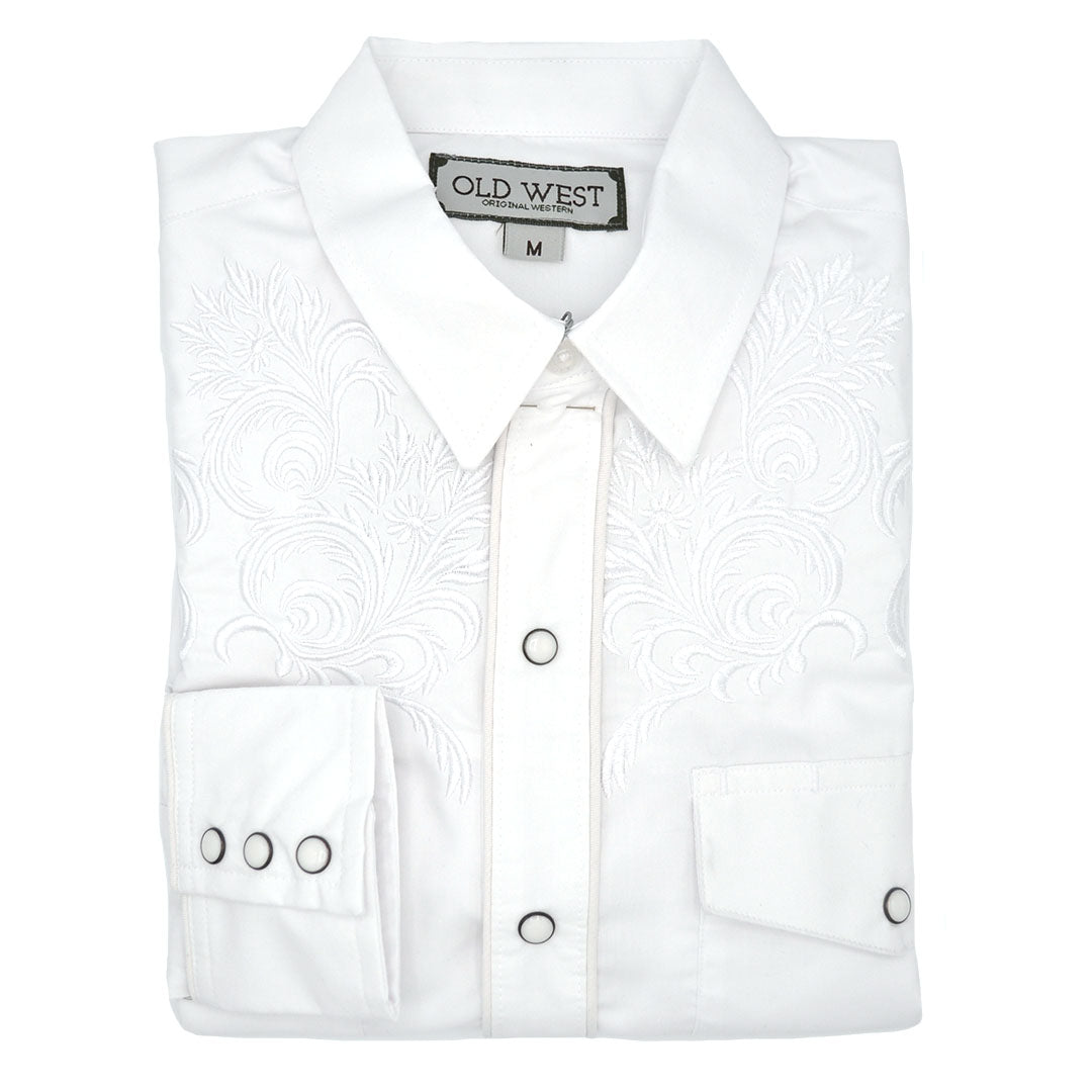 Men's Santiago 3000 Vintage Embroidered White Shirt
