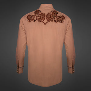 Men's Western 8006 Embroidered Brown Snap Shirt
