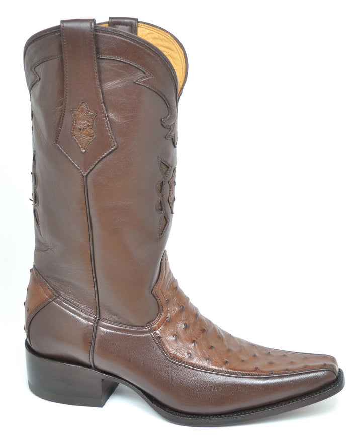 Gavel Men's Vela Spanish Toe Ostrich Boots - Tobacco