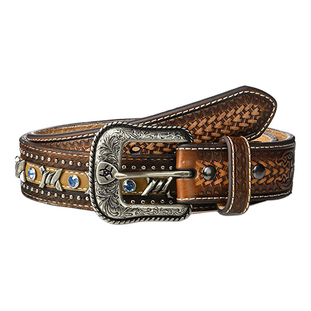Ariat Men's Embossed Leather Barbed Wire Knots Belt