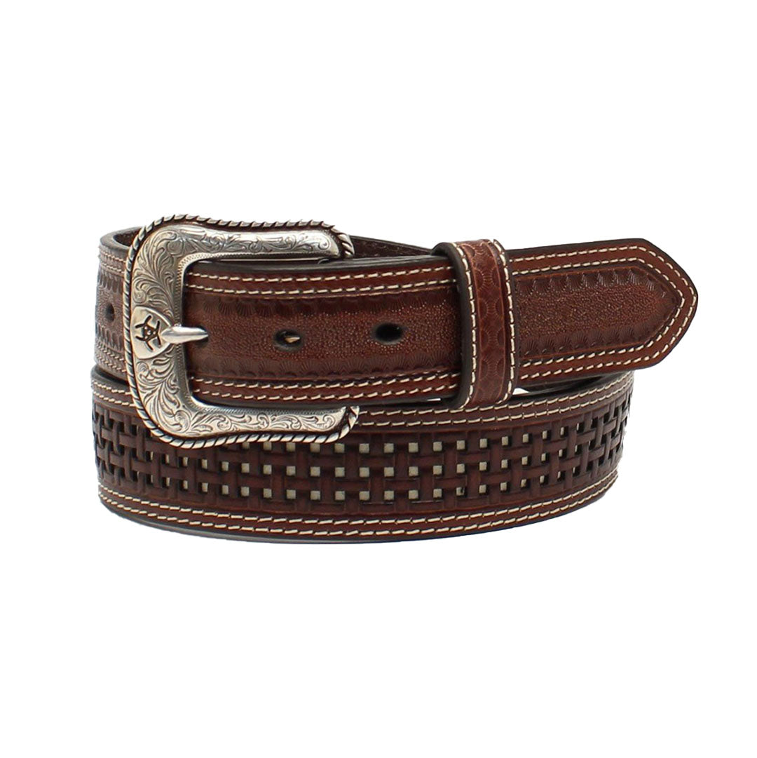 Ariat Men's Brown Basketweave Leather Belt