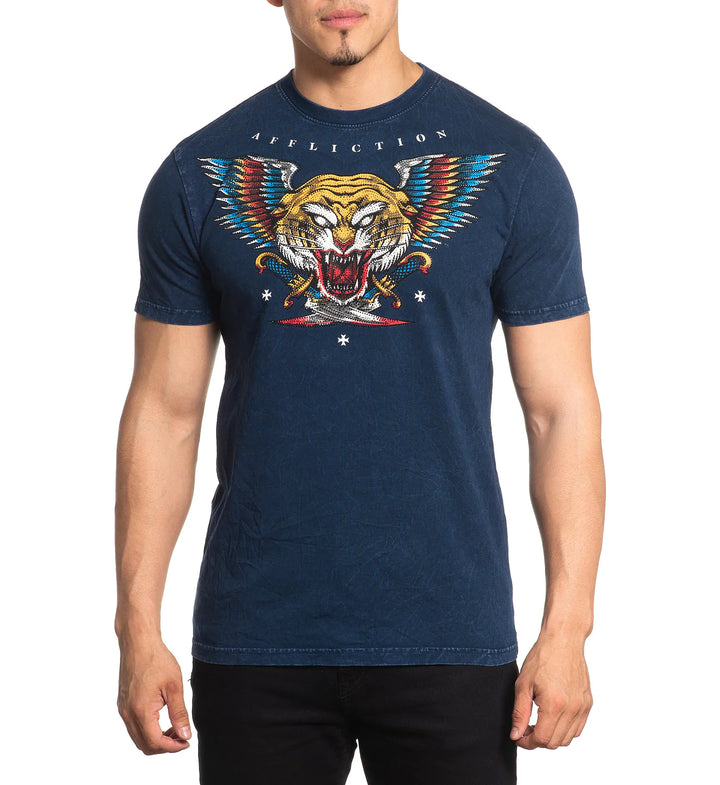 Affliction Jungle Brawl T-Shirt Navy Lava Wash