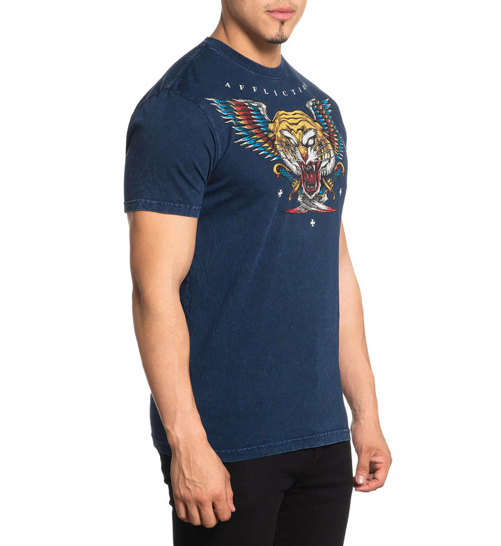 Affliction Jungle Brawl T-Shirt Navy Lava Wash