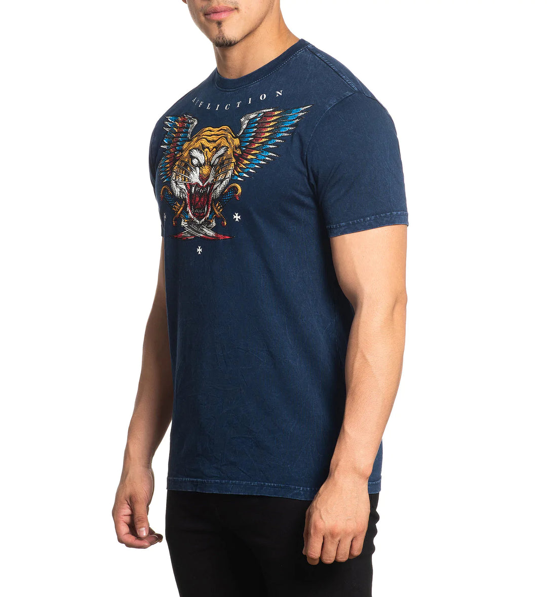 Affliction Jungle Brawl T-Shirt Navy Lava Wash