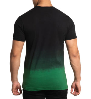 Affliction Heritage T-Shirt Black/Green Dip Dye