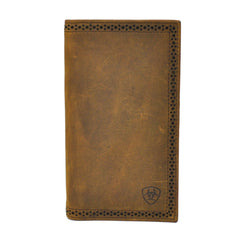 Ariat Perforated Edge Shield Med. Brown Rodeo Wallet - Gavel