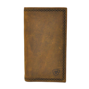 Ariat Perforated Edge Shield Med. Brown Rodeo Wallet