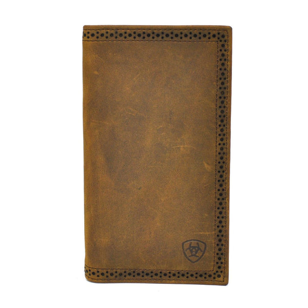 Ariat Perforated Edge Shield Med. Brown Rodeo Wallet - Gavel