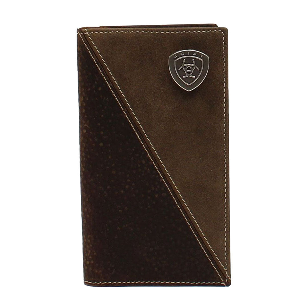 Ariat Diagonal Stitched Brown Leather Rodeo Wallet