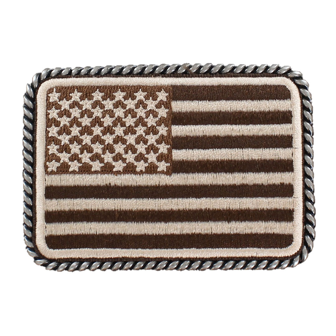 Ariat Brown Flag Patch Rectangle Belt Buckle