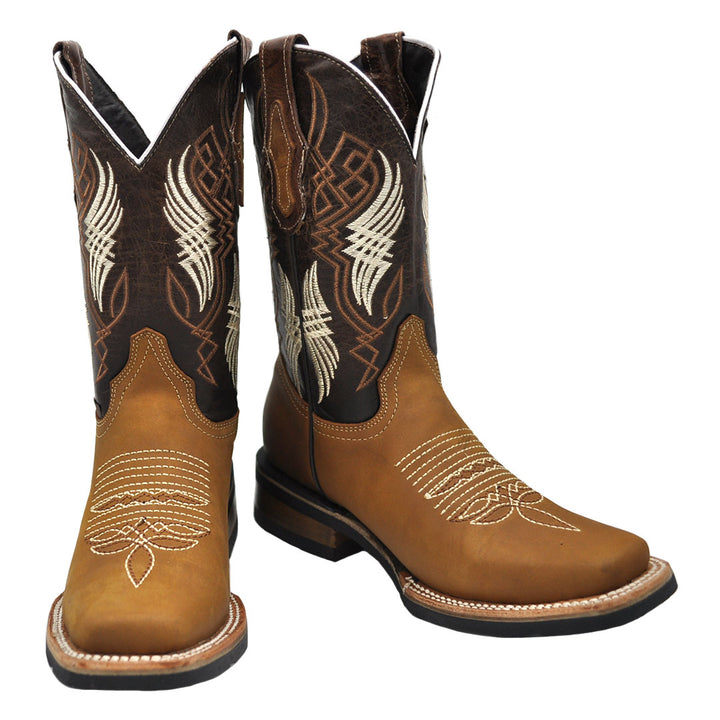 Luma Youth Kid's Rodeo Square Toe Brown Western Boots