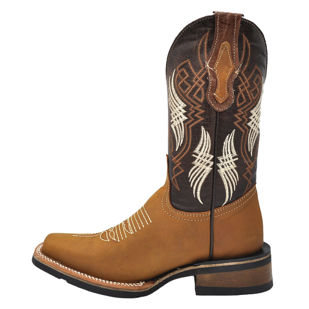 Luma Youth Kid's Rodeo Square Toe Brown Western Boots