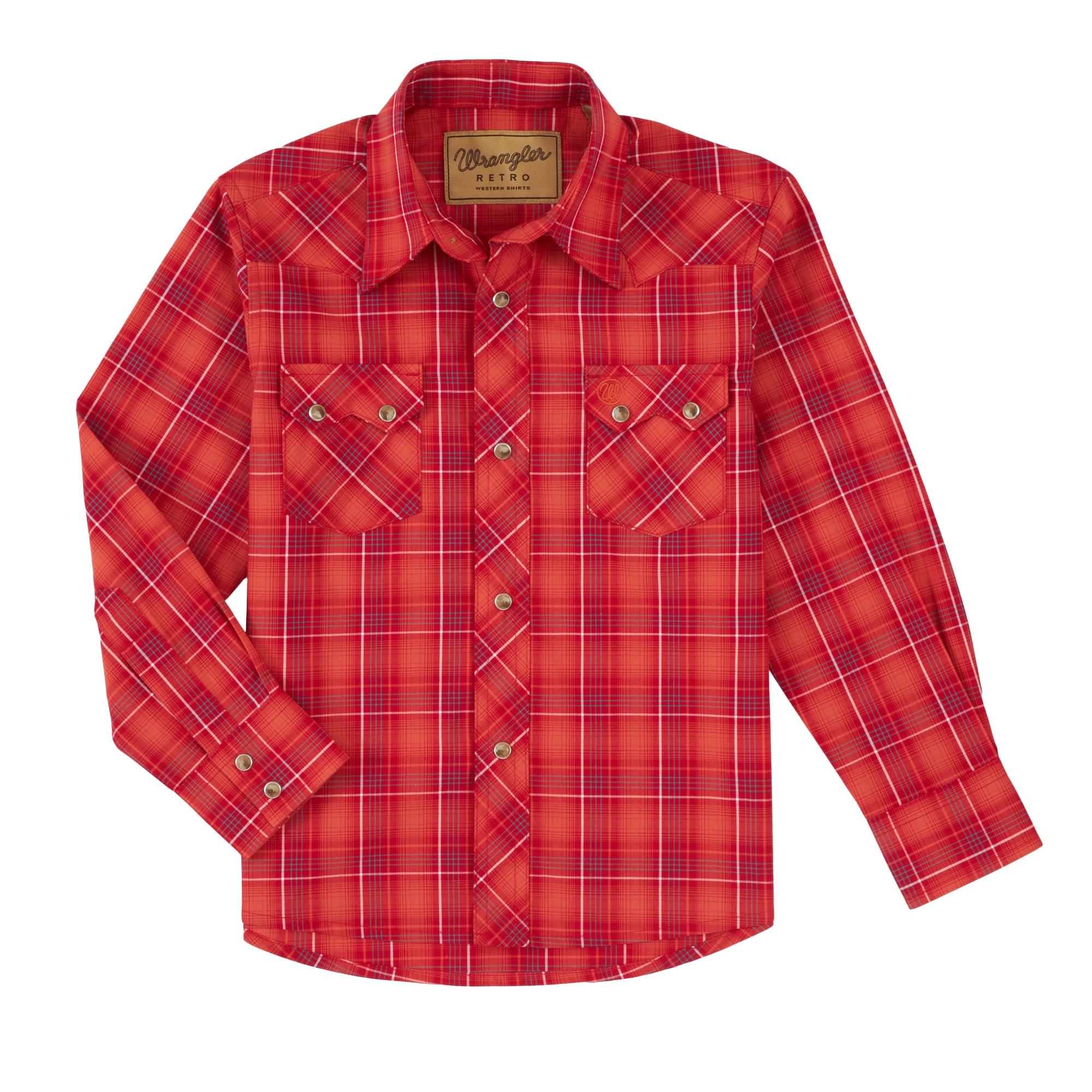 Wrangler Boy's Retro Long Sleeve Snap Shirt Red
