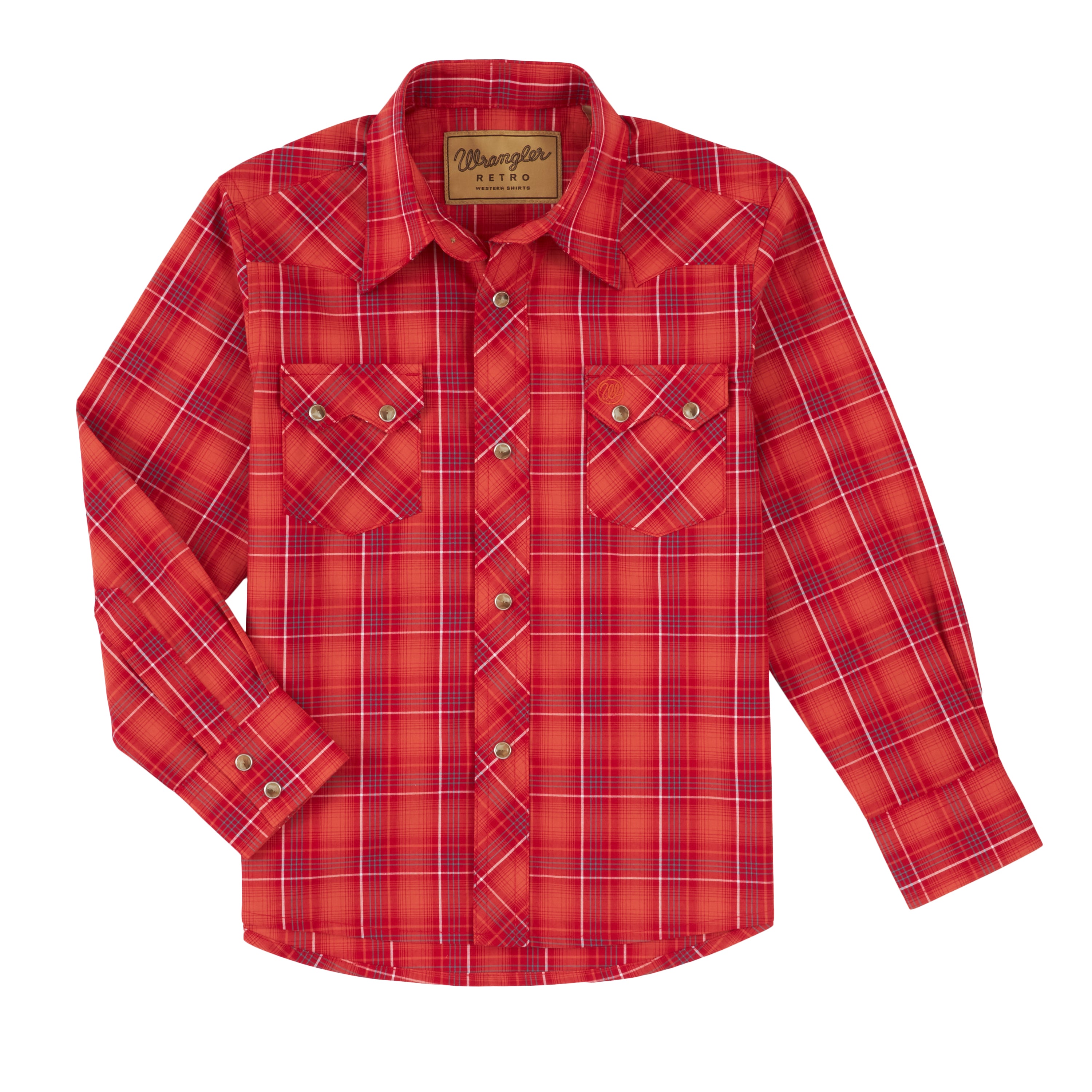 Wrangler Boy's Retro Long Sleeve Snap Shirt Red - Gavel Western Wear